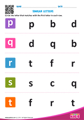 Letters that look similar lowercase p to t